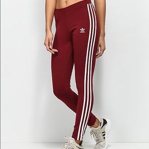 Adidas Original Maroon Striped Leggings Size M